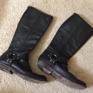 Frye Black Leather Knee High Boots